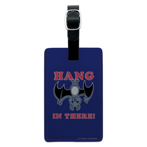 Hang in There Bat Funny Humor Rectangle Leather Luggage Card Suitcase Carry-On ID Tag