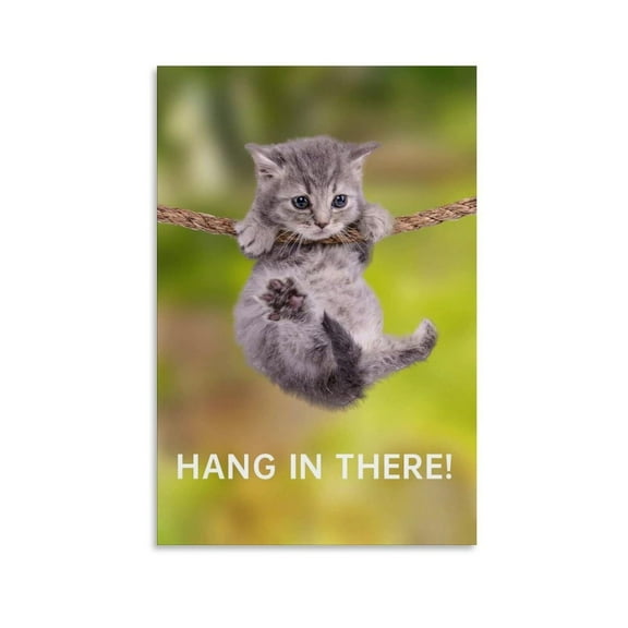 Hang in There Cat - Canvas Print Wall-Art Decoration - Funny Cat Posters for Wall, Motivational Wall-Art Inspirational Posters