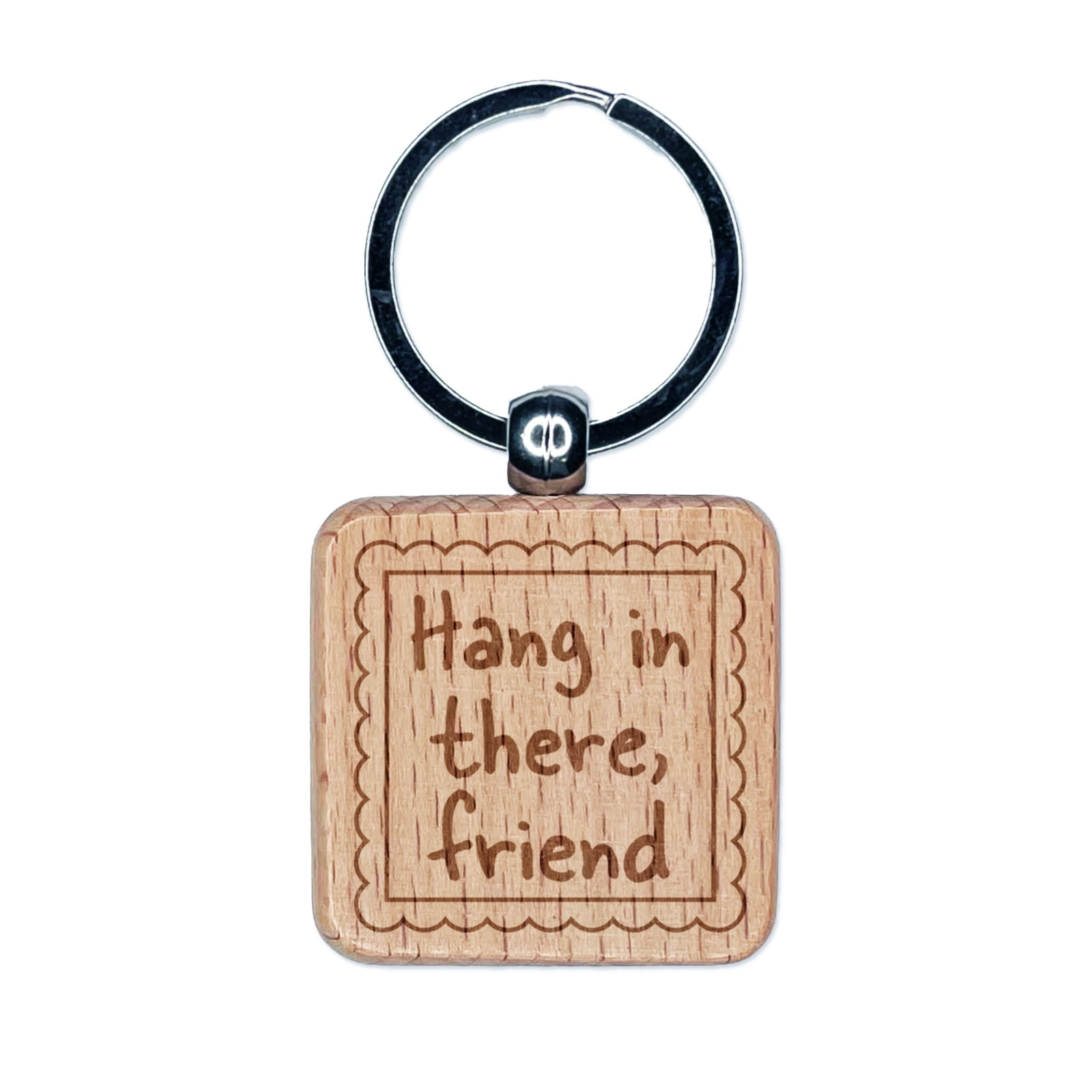 Hang in There Friend Scalloped Border Square Keychain Charm Tag ...