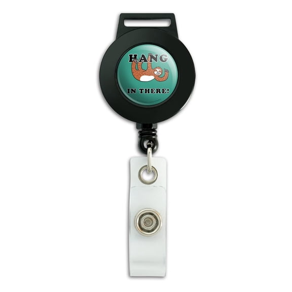 Hang in There Sloth Funny Humor Lanyard Retractable Reel Badge ID Card Holder