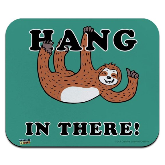 Hang in There Sloth Funny Humor Low Profile Thin Mouse Pad Mousepad