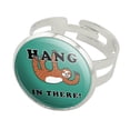 thumbnail image 1 of Hang in There Sloth Funny Humor Silver Plated Adjustable Novelty Ring, 1 of 4
