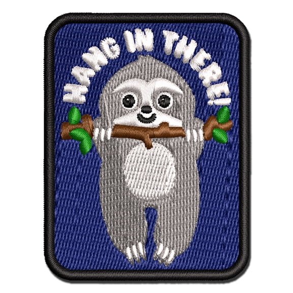 Hang in There Sweet Sloth Applique Multi-Color Embroidered Iron-On Patch - 2.0 Inch Mini