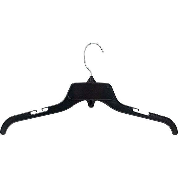 HangOn Recycled Plastic with Notches Shirt Hangers, 17 Inch, Black, 10