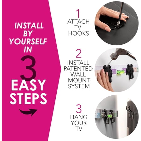 HangSmart TV® Wall Mount NO Stud - Original & Patented Easy Install,  for 19-100" TVs, Holds Up to 150LBS, Fits Most LED LCD Flat Screens & Monitors, Includes Hardware