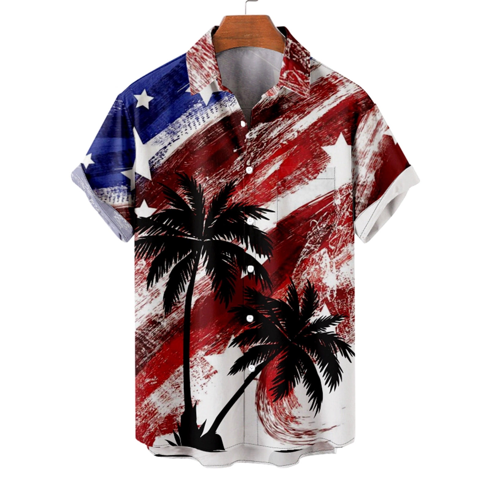 HangTaiLei 4th of July Shirts for Men 2024 Independence Day Hawaiian ...