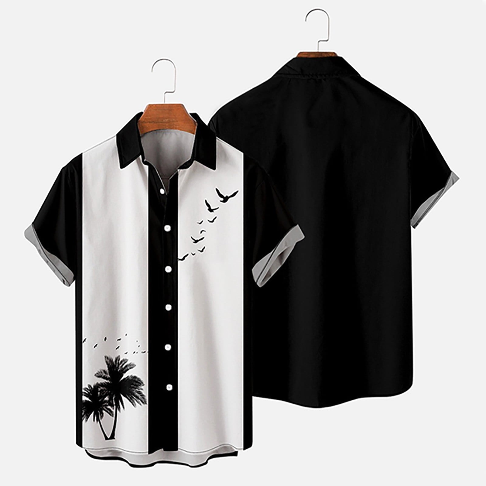 HangTaiLei Men's Hawaiian Shirts Plus Size Tropical Graphic Beach ...