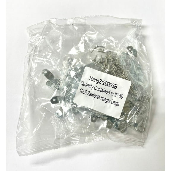 HangZ 20003B Sawtooth Picture Hangers, Large (50 Pack), Large, Nickel
