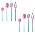 thumbnail image 1 of Hangable Silverware Set, Matte Black Flatware Cutlery Set Service for 2, Satin Finish 8 Piece Stainless Steel Utensils Set for Home and Restaurant, Dishwasher Safe - Colorful, 1 of 6