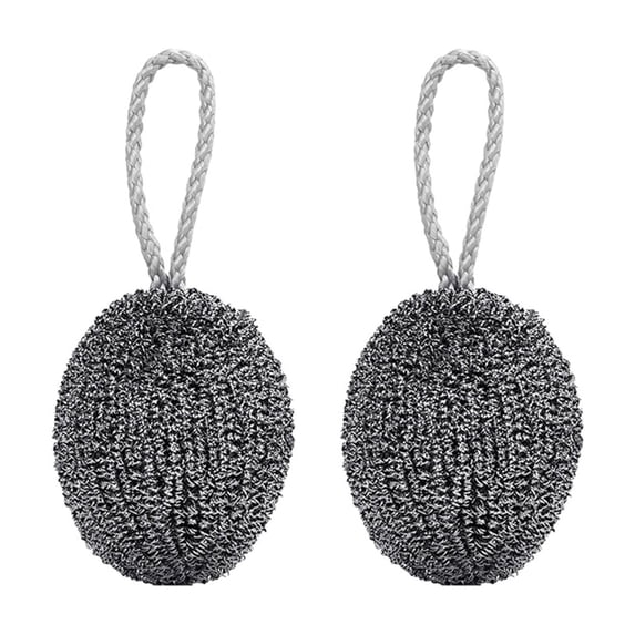Hangable Steel Wool Cleaning Set of 2 with Rope - Durable Reusable Scrubbing Tool for Kitchen and Bathroom Cleaning 2PCS