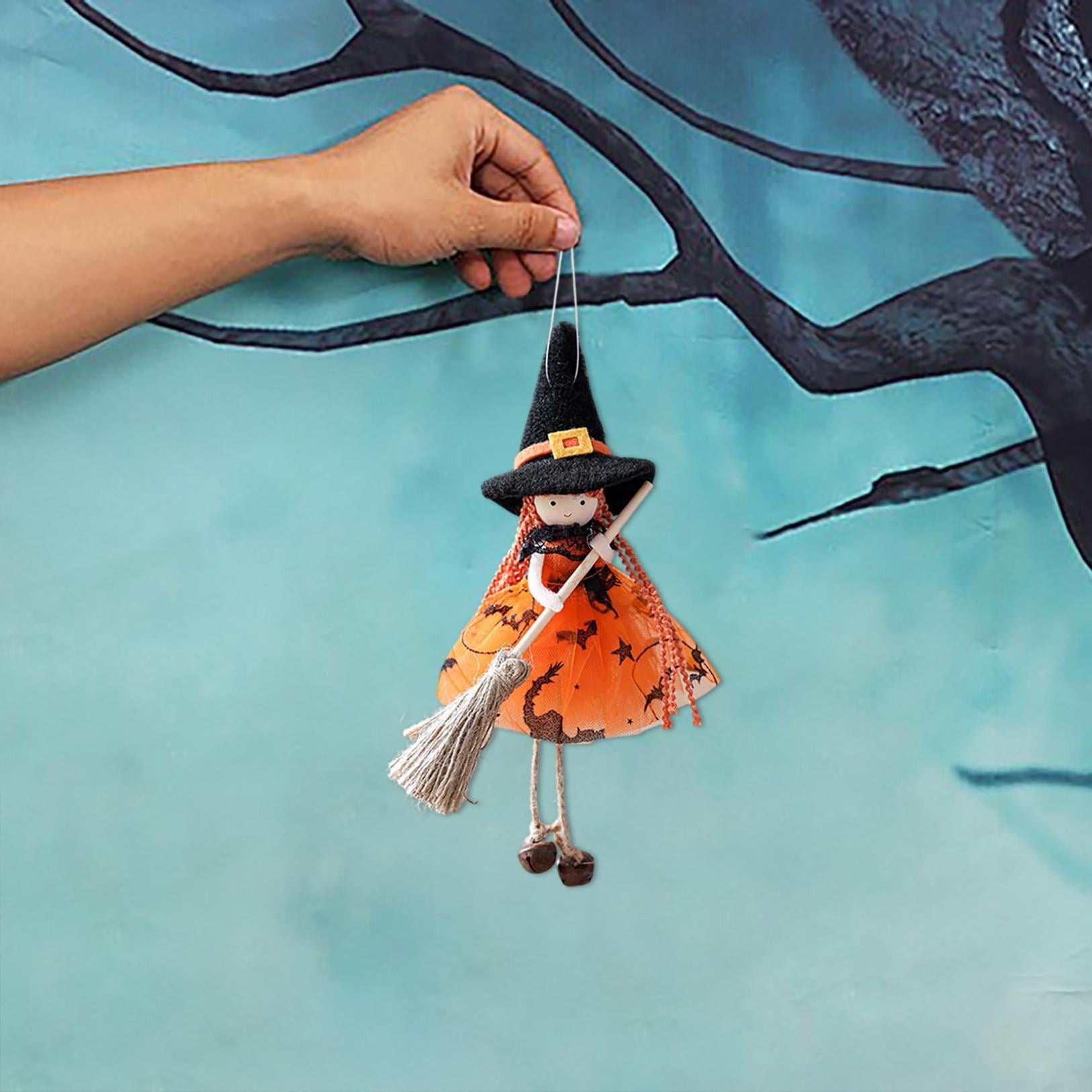 DNIEBW Muñeca de bruja de cosecha de otoño de Halloween, brujas sin fantasmas, accesorios de gasa lentejuelas verde negro adornos decoraciones DNIEBW Muñeca de bruja de cosecha de otoño de Halloween, brujas sin fantasmas, accesorios de gasa lentejuelas verde negro adornos decoraciones