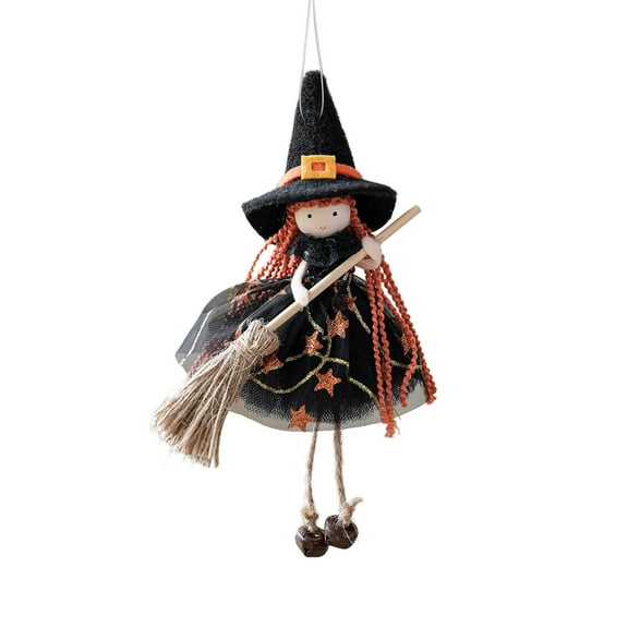 Hangable Witch Doll Ornament Halloween Small Witch Figurine With Skirt Hanging Decoration For Room Door Window Home Party
