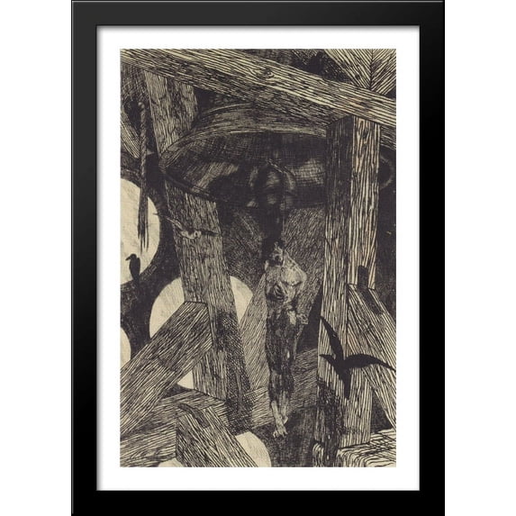 The Hanged Man at the Bell Illustration for The Legend of Thyl Ulenspiegel and Lamme Goedzak by Charles de Coster 28x40 Large Black Wood Framed Print Art by Felicien Rops