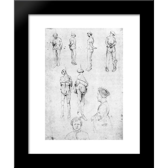 Hanged Men and Two Portraits 20x24 Framed Art Print by Pisanello
