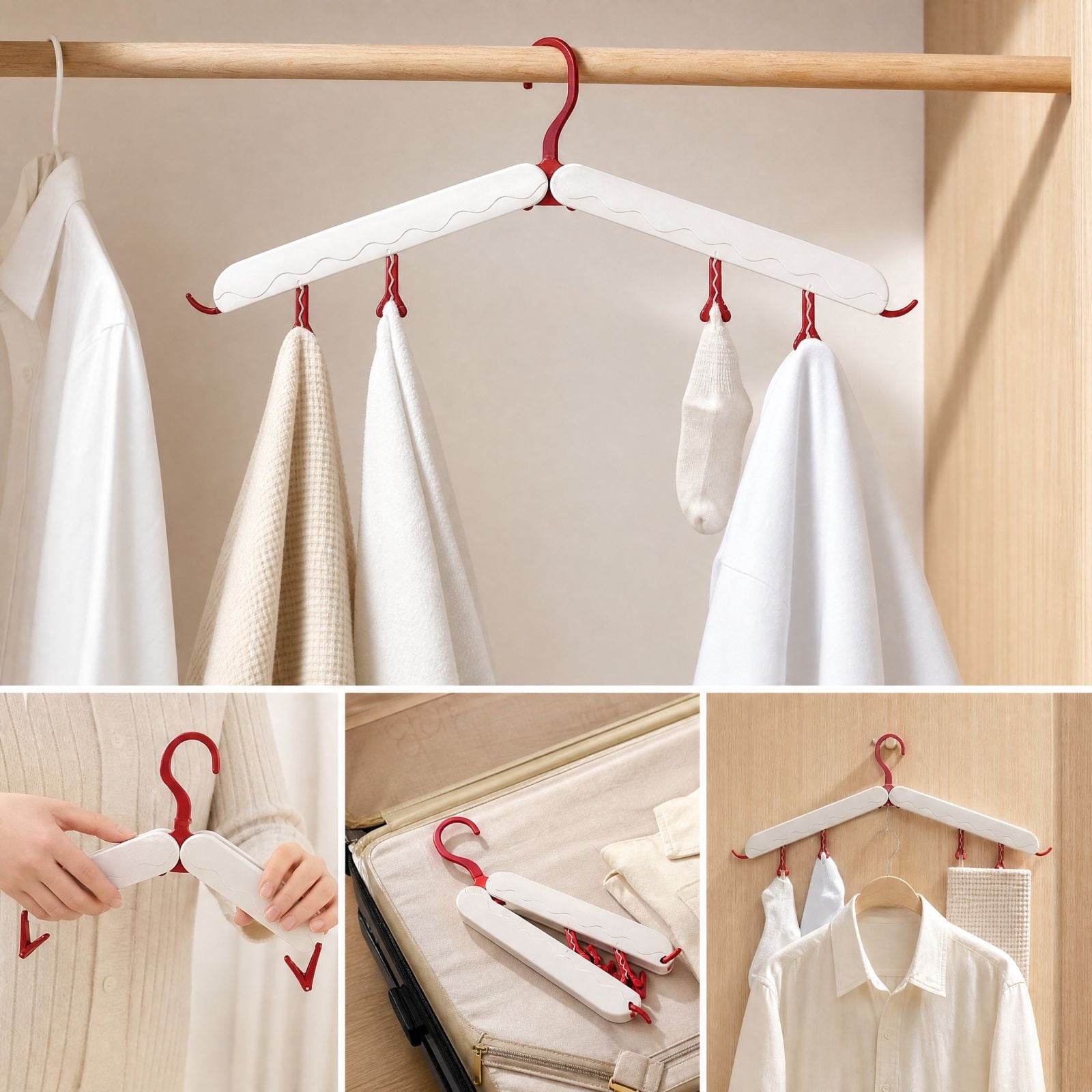 Transportable Clothes Rack Hanger 15.7 Inch Foldable Travel Clothes Drying Rack with Clips ...