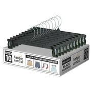 Hanger Central 10 Pack Black Plastic Pants Hangers with Clips 12 inch