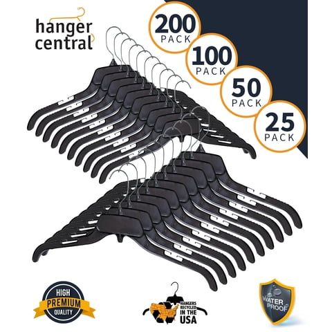 Hanger Central 10 Pack Black Plastic Shirt Hangers With Swivel Hooks 17 inch