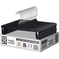 25-Pack 12" Black Plastic Pants Hangers only