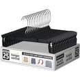 thumbnail image 1 of Hanger Central 25 Pack 12 Inch Plastic Pants Hangers with Extra Long Clips in Black, 1 of 9