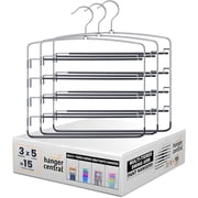 Hanger Central 3 Pack Silver Metal Swing Arm Pants Hangers 5 Tier