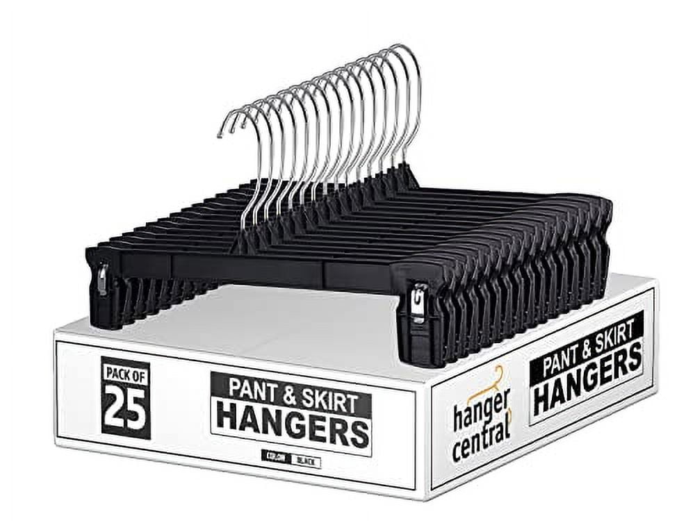 Hanger Central Heavy Duty Plastic Pants and Skirt Hangers, 12 in, 25 Pack - 25