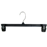 Hanger Central Recycled Black Heavy Duty Plastic Bottom Hangers with Padded Plastic Pinch Clips and Polished Metal Swivel Hooks, 10 Inch, 10 Set