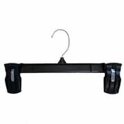 Hanger Central Recycled Black Heavy Duty Plastic Bottom Hangers with Plastic Extra Long Pinch Clips and Polished Metal Swivel Hooks, 10 Inch, 10 Set