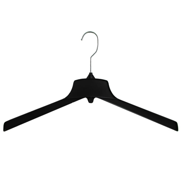 Hanger Central Recycled Black Heavy Duty Plastic Outerwear Hangers with  Long Polished Metal Swivel Hooks, 19 Inch, 10 Set