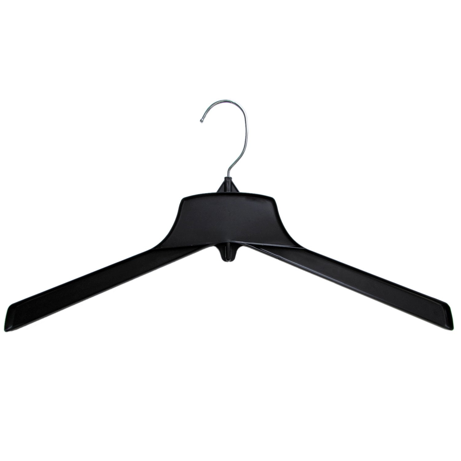 Hanger Central Recycled Black Heavy Duty Plastic Outerwear Hangers with Short Polished Metal Swivel Hooks, 17 inch, 10 Set