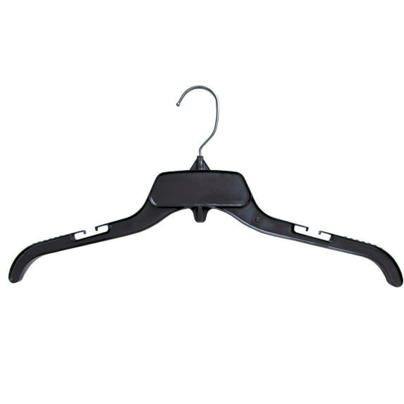 Hanger Central Recycled Black Heavy Duty Plastic Shirt Hangers with Polished Metal Swivel Hooks, 17 Inch, 100 Set