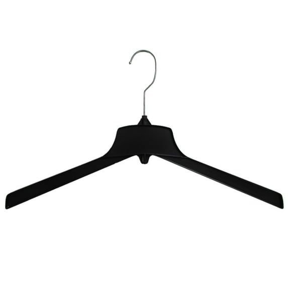 Hanger Central Recycled Heavy Duty Plastic Hangers, Long Polished Metal Swivel Hooks, 15 Inch, 25 Pack, Black