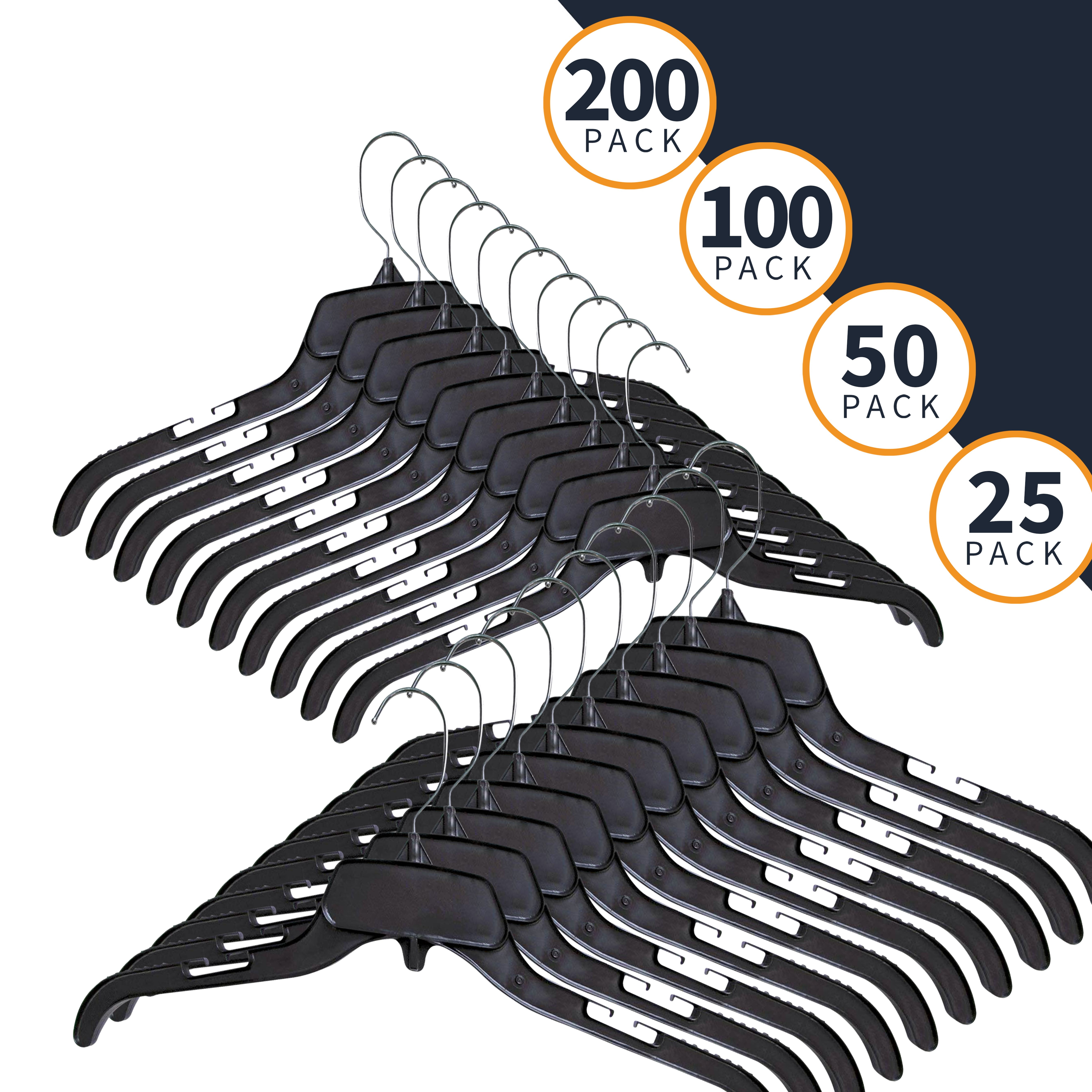 50 Hangers Black For Suit, Shirts, Pants, Skirts - 50 Pack Random Size/type