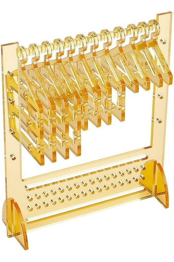 Hanger Earring Rack Acrylic Earring Display Stands with 12pcs 3 Styles Clothing Hangers Ear Pendant Rack Organizer for 56 Pairs Clothes Hanger Earring Storage Holder for Display Jewelry Gold Acrylic