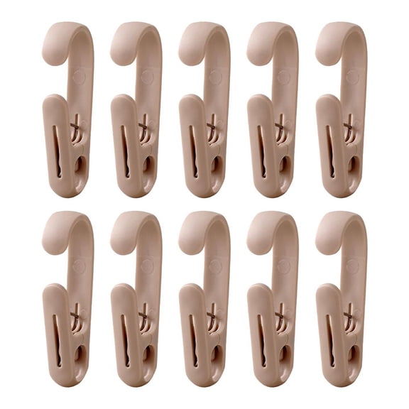 Hanger Hook Clips, 10-Pack Strong Spring Clothespins with Hooks for Bathroom Kitchen Organization