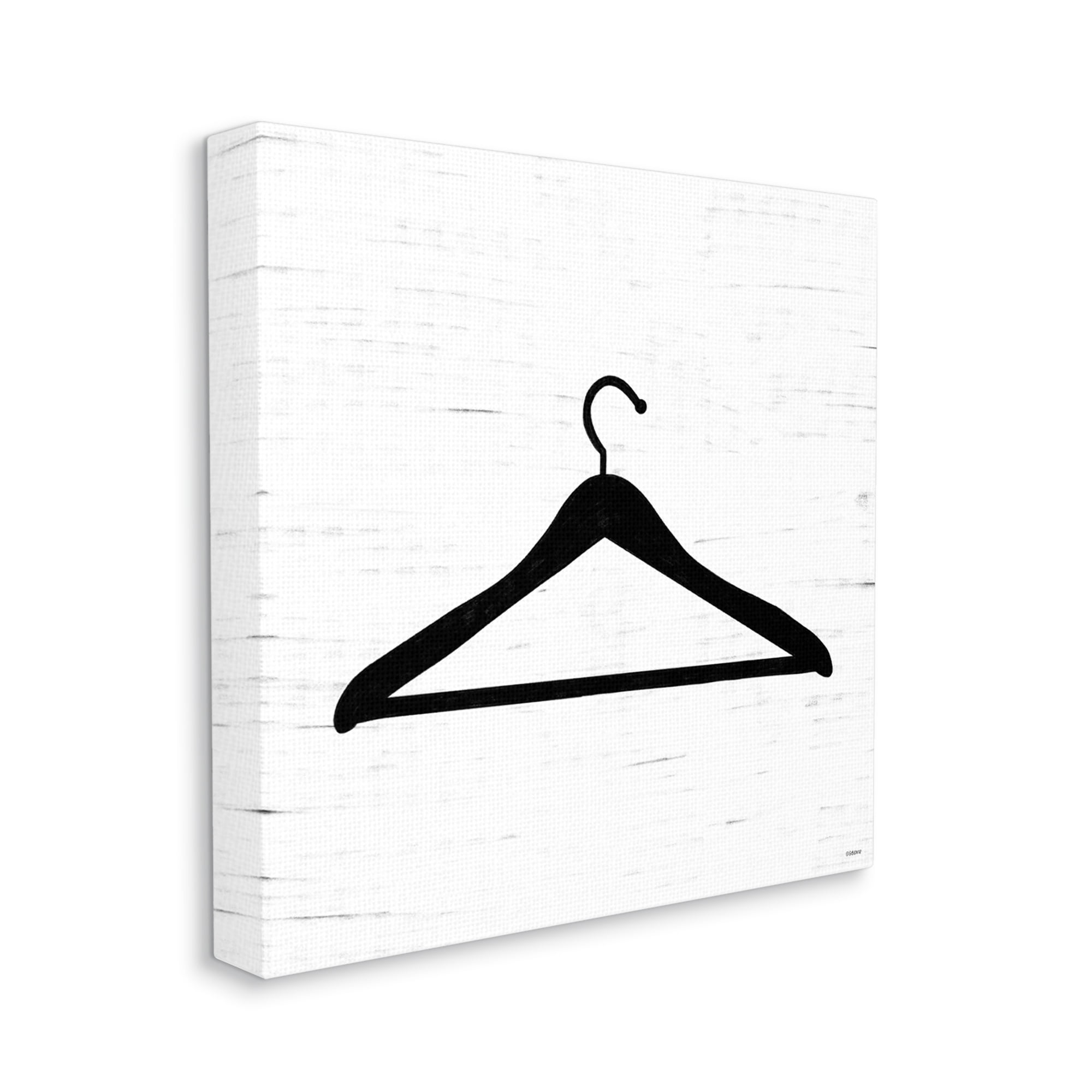 Hanger Laundry Bathroom Black And White Design Typography Gallery-Wrapped Canvas Print Wall Art, 17x17