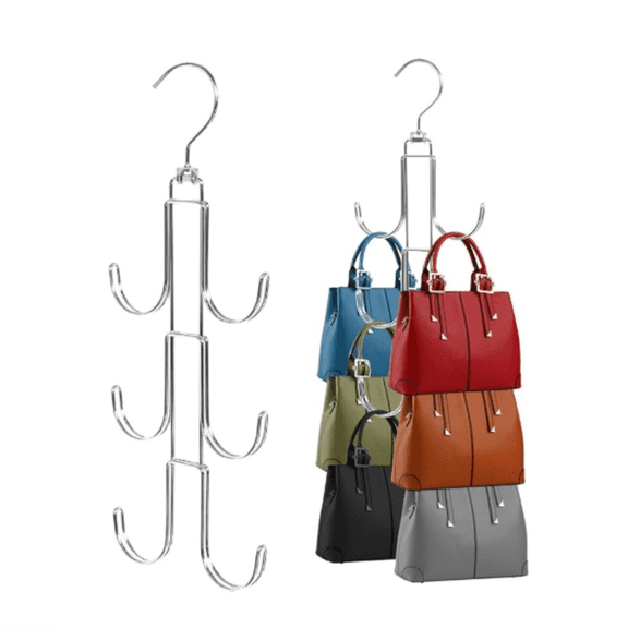 Hanger Organizer for Closet, 2 Pack Handbag Storage Organizer, Hanging Purse Holder for Closet Organization and Space Saving, Accessories Organizer for Bags, Belts, Hats, Scarves, Ties