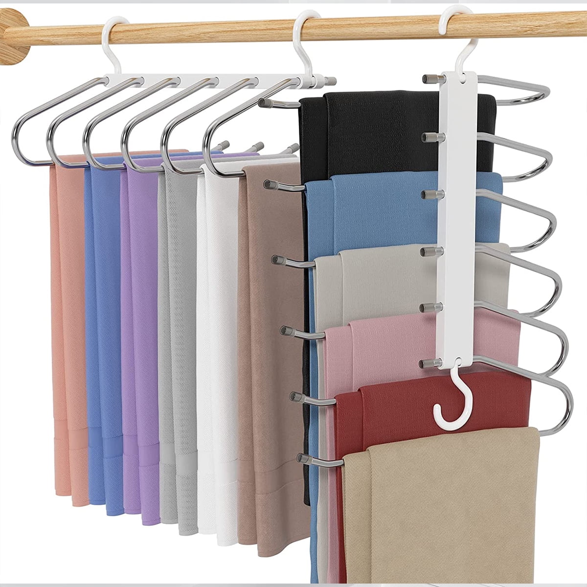 Closet Spice - 2 Pack - Strong, Durable Anti-Rust Chrome 5 Tier Pant Hangers,  Non Slip Foam Padded, Space Saving, Swing Design - Bed Bath & Beyond -  14682873
