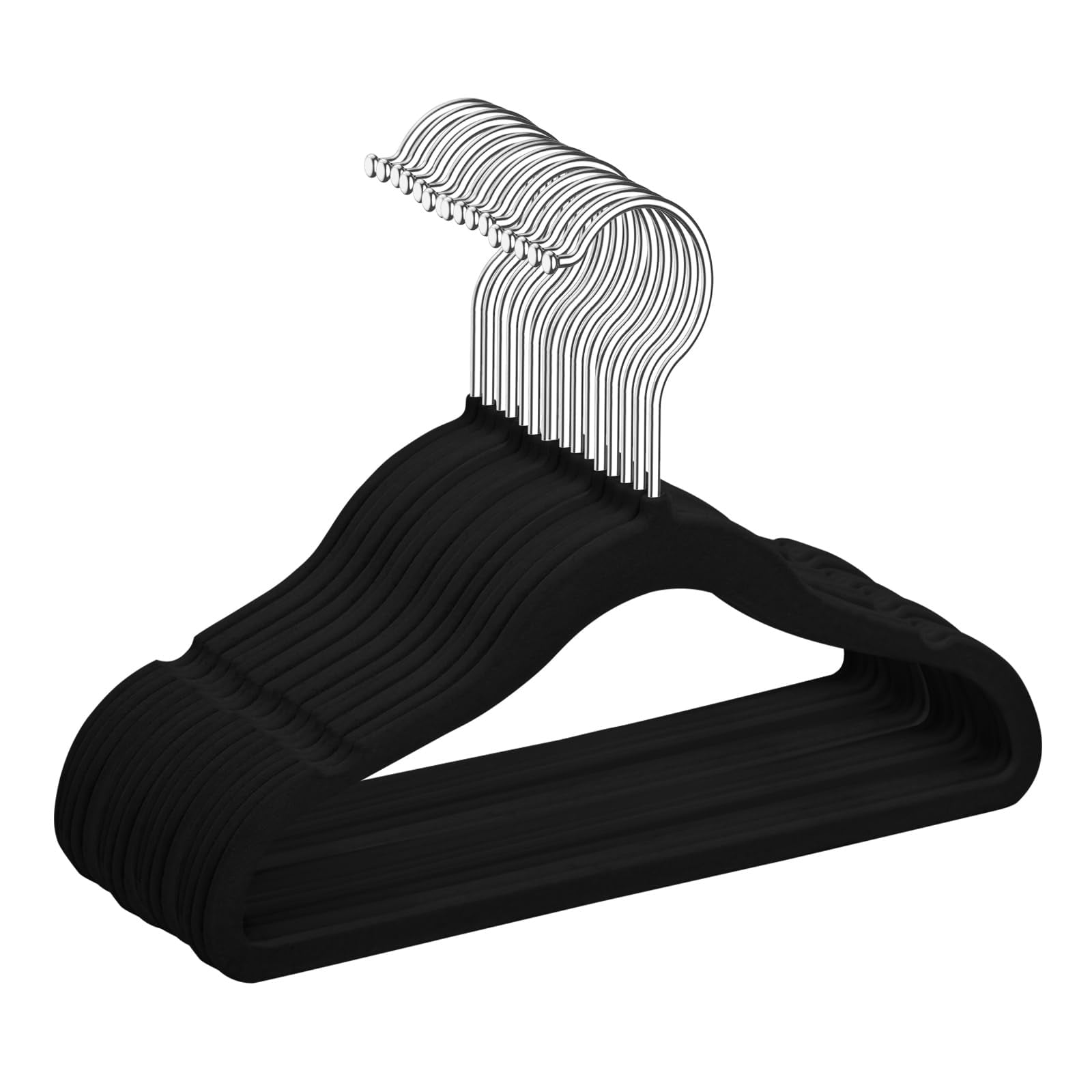 Hangers Non-slip & 11.8 Inch For Clothes Pack Of 50(black/silver)