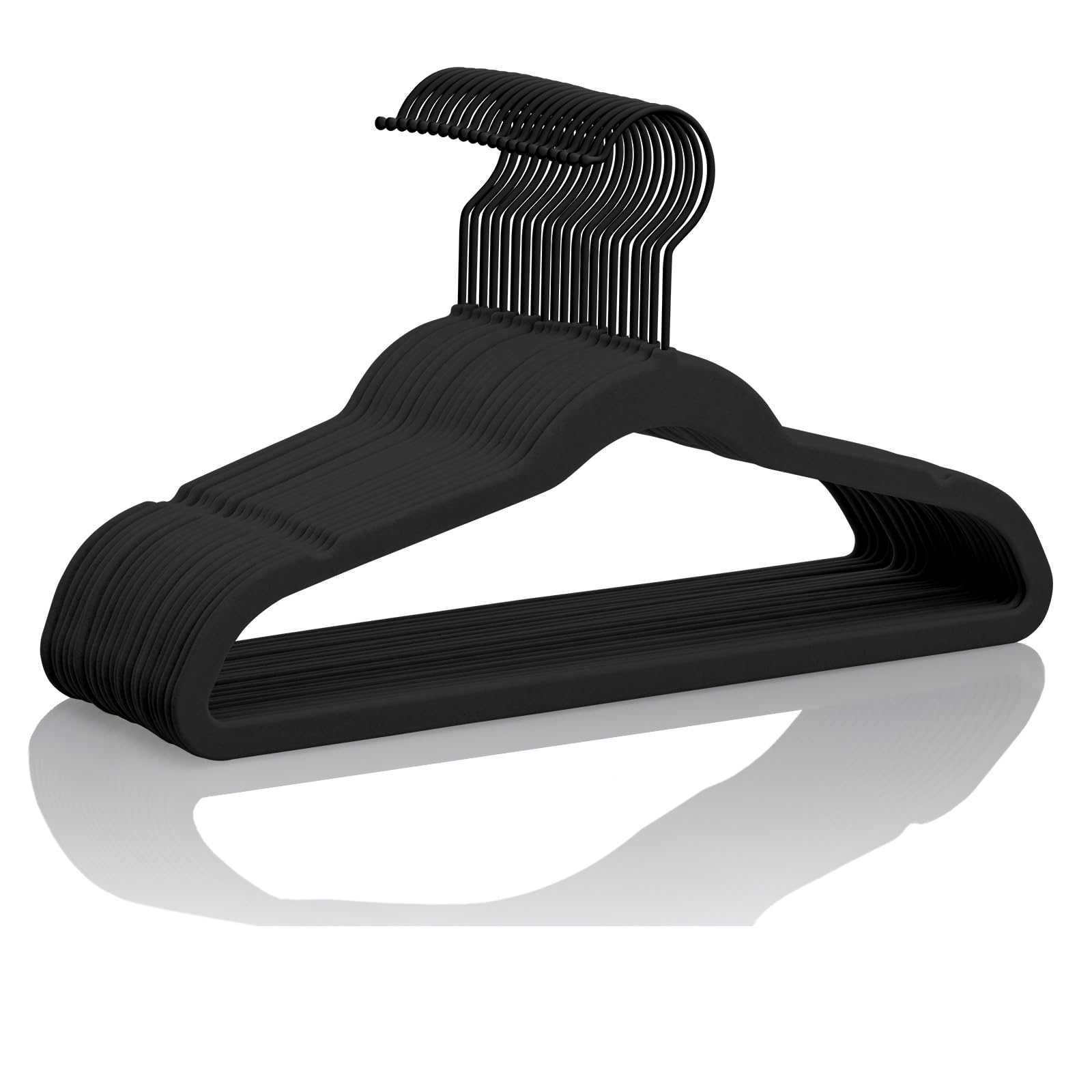 Hangers Non-slip Big 14 Inch For Teen Clothes Pack Of 50(black/black)