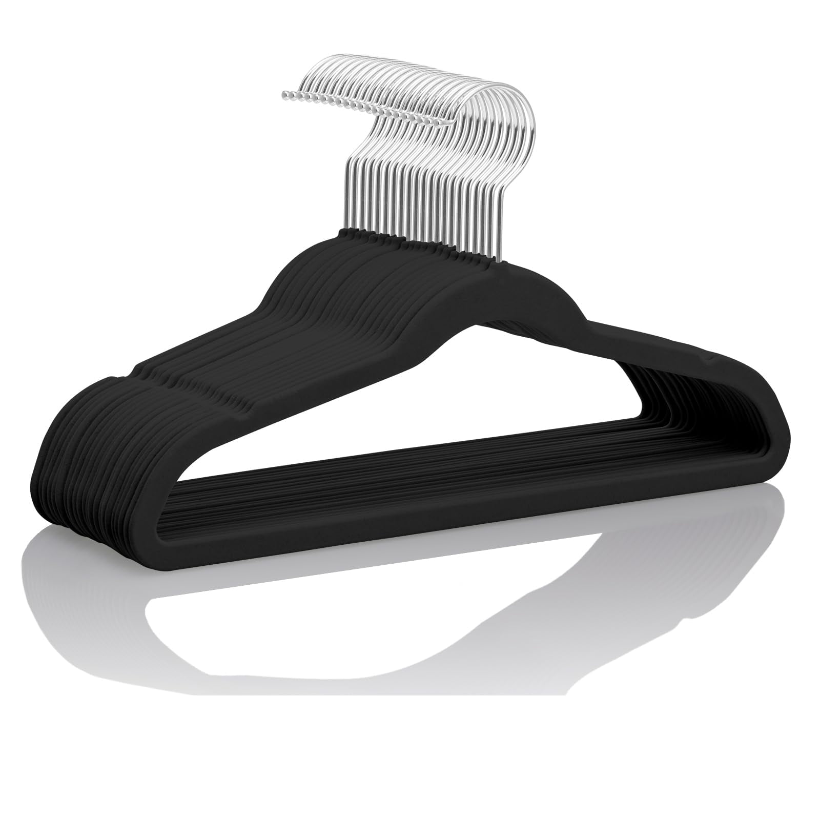 Hangers Non-slip Big 14 Inch For Teen Clothes Pack Of 50(black/silver)
