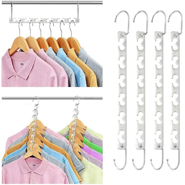 HOUSE DAY 4 Pack Metal Magic Hangers Space Saving Hangers Closet Space  Saving Wardrobe Clothing Hanger Organizer, Updated Hook Design