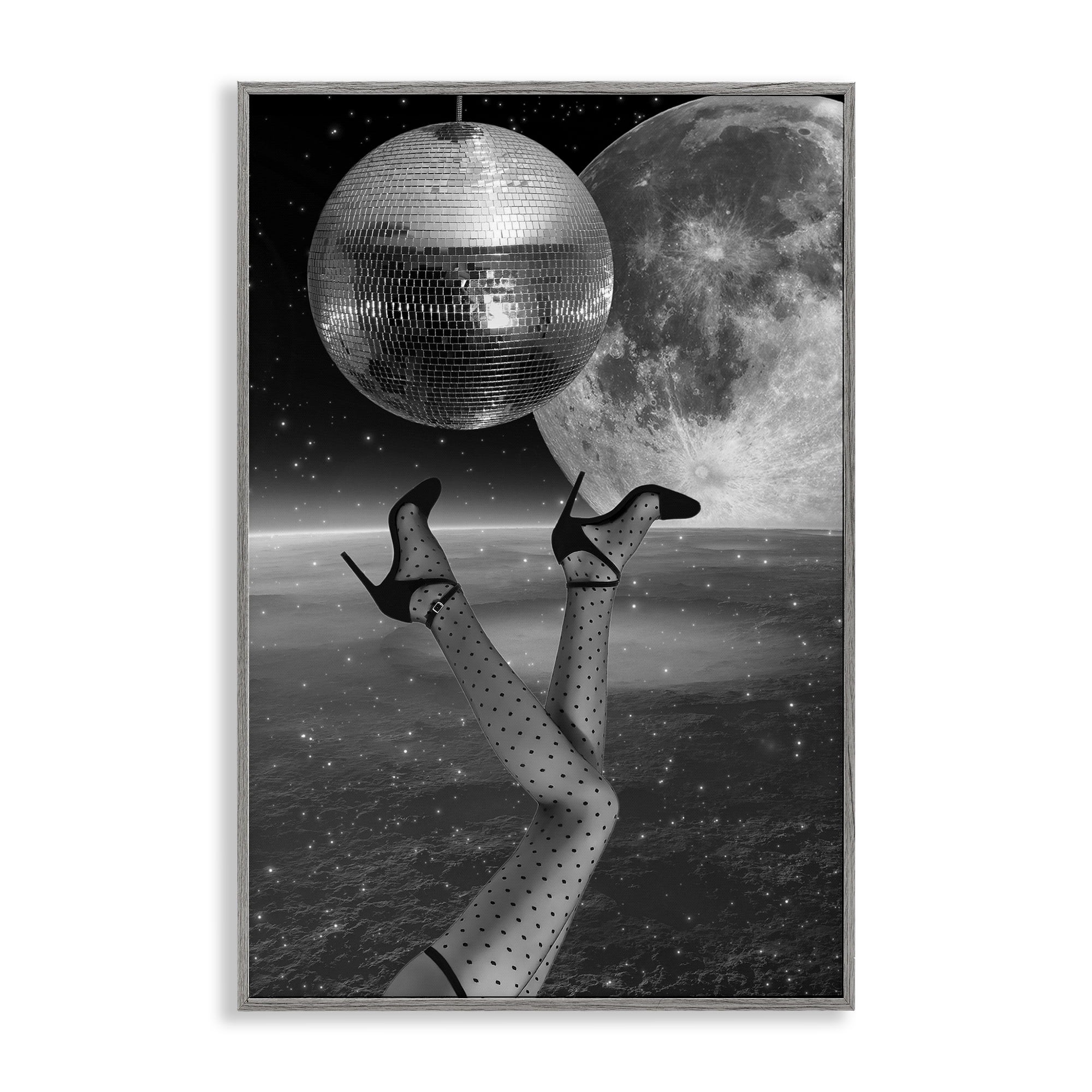 Hangin' Over Disco & Planet Gray Framed Giclee Art, design by Elo Marc