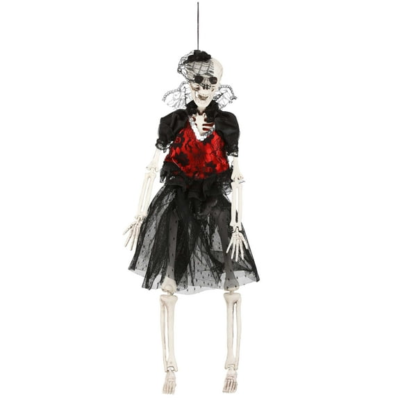 Hanging 16" Gothic Dress Skeleton Lady Decoration