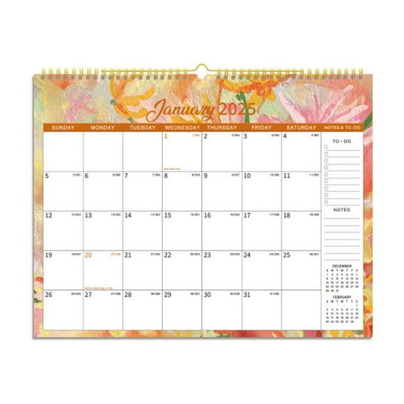 Hanging 2025 Wall Calendar 12Months Hanging Calendar With Large Writing Blocks Suitable For Daily Monthly Daily Planner To Do List Agenda Schedule Organizer Pastoral Design-