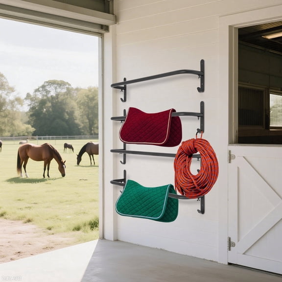 For Hanging 4* Saddle Blanket Racks, Wall Mounted Saddle Blanket Bar, 4 Saddle Blanket Racks, Steel Saddle Blanket Racks With Hooks For Stables, Garages, Barns
