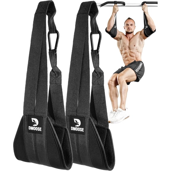 Hanging Ab Straps for Pull Up Bar & Core Strength Training - Soft Padded Exercise Straps for Ab Swing & Leg Raises, Hang Bar Strap with 2 Steel Carabiners - Abs Equipment for Home & Gym