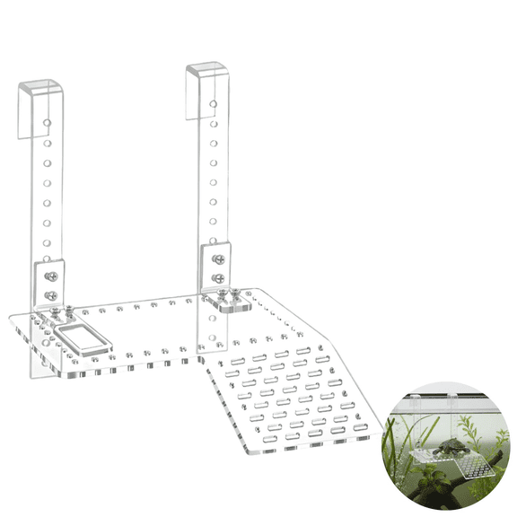Hanging Acrylic Floating Turtle Basking Platform, 7.9 x 5.9 in / 20 x 15 cm, Small Aquatic Turtles Tank Climbing and Resting Terrace with Adjustable Height, Turtle Platform for Aquarium