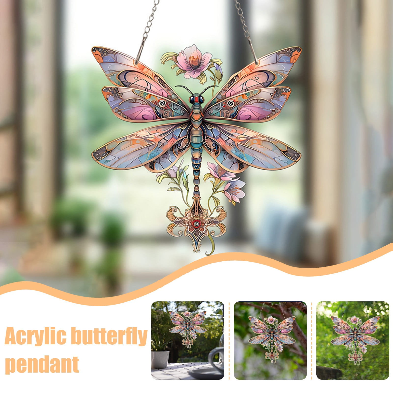 Window Pendant Hanging Acrylic Window Decor Pendant,Pink Dragonfly Pendant - Colorful ...