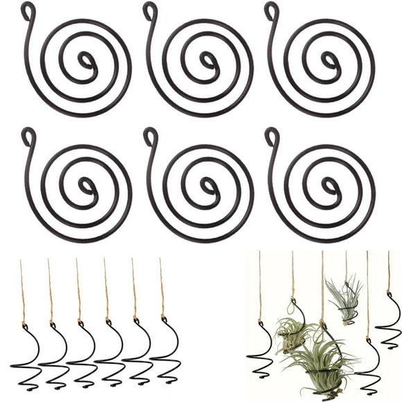 Hanging Air Plant Holder Air Plant Hanger with Jute Ropes,Tutuviw 6 Pcs Set Soilless Air Plant Stand Tillandsia Succulent Display Container for Home Office Decor,Air Plants Wire Hanger Rack