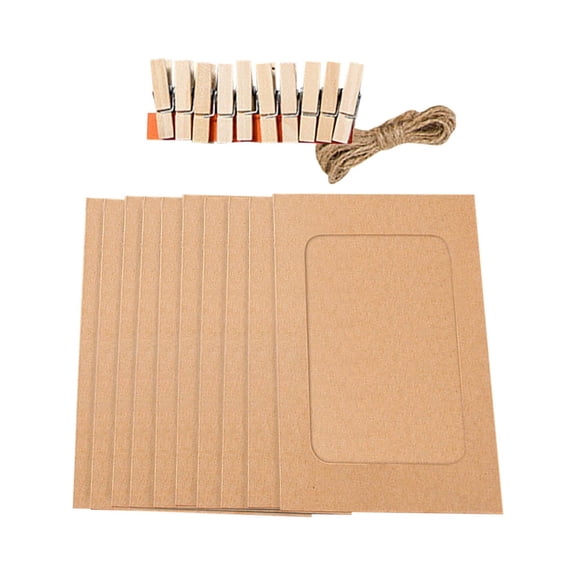 Hanging Album Clip Kraft Paper Photo Frame Strings Rope Clips Sets 10pcs DIY Craft